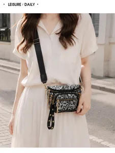 Leopard print women chest bag crossbody bag fashion casual waist bag with wide shoulder strap