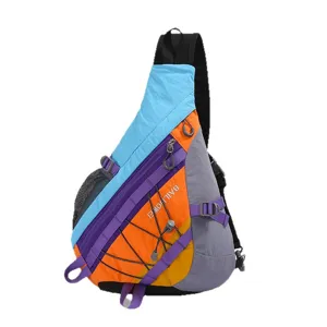 Multifunctional color block sling bag waterproof casual cross body backpack for men women