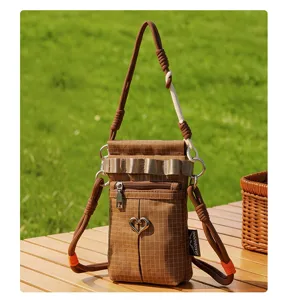 Sac bandoulière à carreaux en plein air, petit sac de bouteille d'eau décontracté pour femmes.