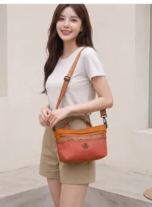 Detailed view of the stylish women's plaid crossbody bag, lightweight and practical design.