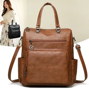 Zaino multifunzione in pelle da donna borsa a tracolla vintage grande capacità casual