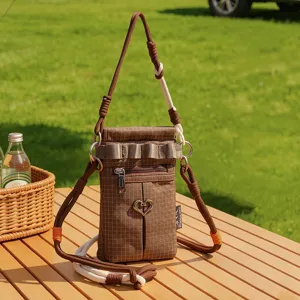 Sac bandouliere de loisirs de mode pour femmes de plein air a carreaux sac bouteille d'eau