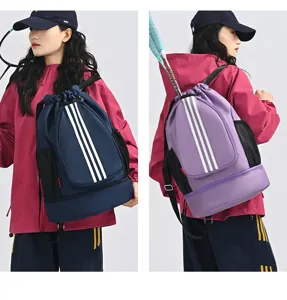 Grosse Sport-Rucksack mit Schlaffach, Kordelzug Gymnastiktasche fuer Training und Schule.