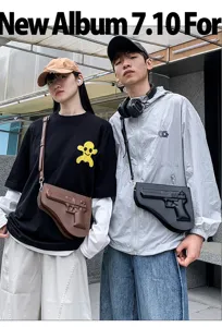 Bolso cruzado de hombre con forma de pistola PU cuero bolso de hombro moda urbana
