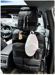 Organizador de respaldo de asiento de coche táctico multifuncional, bolsa de almacenamiento negra.