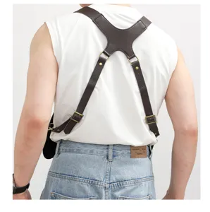 Men tactical leather holster bag stylish cross body adjustable strap vest shoulder bag.