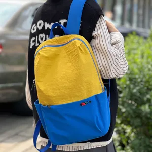 Large Capacity Waterproof Nylon Backpack Casual Travel Sports Daypack For Men Women Dopamine Color School Bookbag
