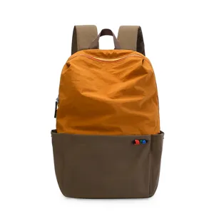 Stylish color block backpack for outdoor travel, casual large capacity waterproof daypack.