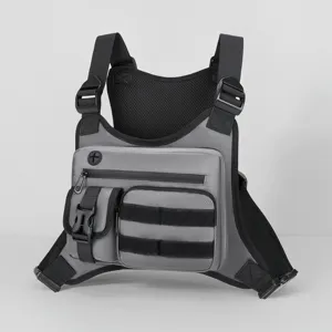 Men Tactical Chest Bag Waterproof Wear Resistant Multi Pocket Outdoor Sports Sling Bag Casual Crossbody Bag