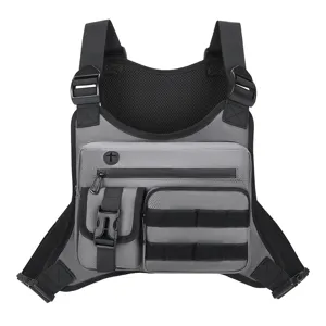 Tactical chest bag for men, multi-pocket utility rig bag, durable outdoor sports vest.
