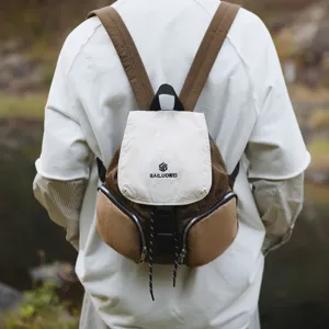 Casual canvas backpack for women, large capacity travel school bag with multi-pocket design.