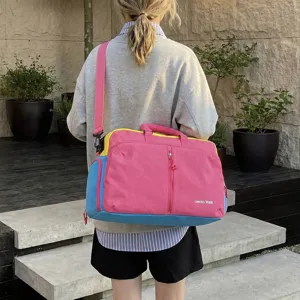 Grande borsa da palestra fitness da viaggio colorblock con tracolla regolabile molto