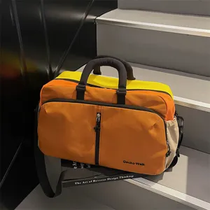 Grande capacità blocco di colore borsa da viaggio elegante casual borsa da palestra tracolla