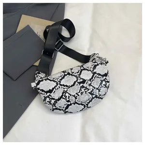 Snakeskin pattern crescent crossbody bag, stylish dumpling shoulder bag for daily use