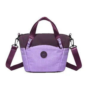 Stylish purple plaid crossbody bag for women, casual lightweight handbag with shoulder strap.