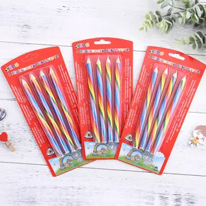 Creative Colorful Rainbow Wooden Pencil HB Core Multicolored Magic Pencil Student Drawing Art Stationery Writing Supply
