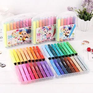 Set di pennarelli acquerello lavabili per bambini, penne colorate con scatola trasparente.
