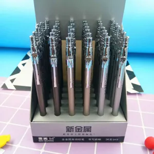 Metal mechanical pencil detail display showing neat arrangement in a 36-piece box set.