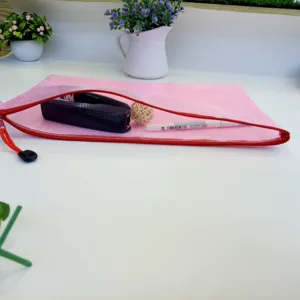 Rosa Mesh A4 Dokumententasche mit rotem Reißverschluss, tragbarer transparenter Ordner.