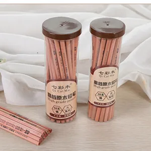 Eco-friendly wooden pencils HB hexagonal student stationery gift set in transparent barrels