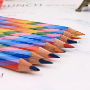 Rainbow colored pencils set with multi-color core for kids drawing and creative art gifts.