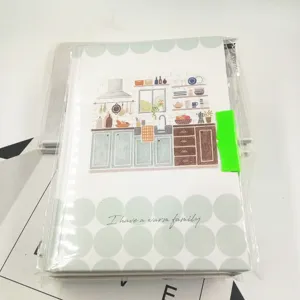 Studenten dagboek notitieboek met keuken illustratie, 32K formaat, fris design met plastic hoes.