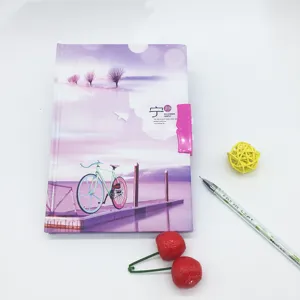 Hardcover dagboek notitieboekje met slot, frisse landschap omslag studenten schrijfwaren.
