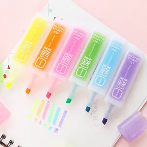6-farbige Pastell Textmarker Set, grosse Kapazitaet auserwaehlte Markierungsstifte fuer Schule.
