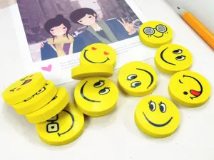 Niedliche Cartoon Smiley Runde Radiergummis Set für Kinder Schule Schreibwaren Geschenke.