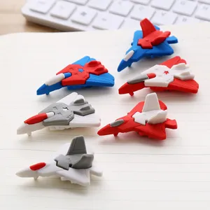 Creative airplane shaped eraser set, cute cartoon student stationery and learning gift rubber toys.