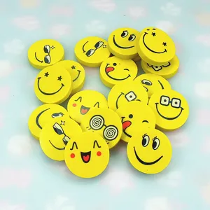 Niedliche gelbe Emoji Radiergummis, lustige Cartoon Schulbedarf Schreibwaren fur Kinder.