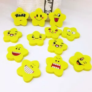 Joli ensemble de gommes étoile emoji, papeterie caoutchouc dessin animé mignon pour enfants cadeau.