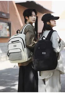 Mochila de lona informal para estudiantes, gran capacidad viaje ordenador, bolso escolar de moda