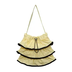Femme sac bandoulière plissé couleur unie sac seau à volants étagés sac décontracté