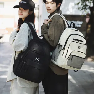 Mochila de lona de gran capacidad elegante para estudiantes y viajes con varios bolsillos.