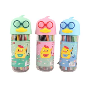 Set de rotuladores acuarela pato tierno con 36 colores, cubo transparente, divertido dibujo niños.