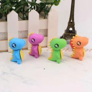Schattige dinosaurussen gum set afneembaar kinderen kantoorartikelen creatief cadeau detail