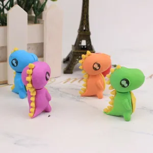 Leuke dinosaurus gummetjes set, kleurrijke afneembare puzzel briefpapier voor schoolkinderen.