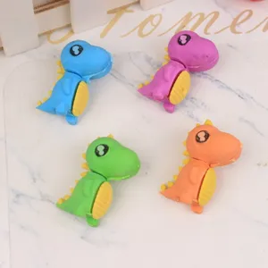Schattige dinosaurus gummen set, kleurrijke afneembare dieren schrijfgerei cadeaus.