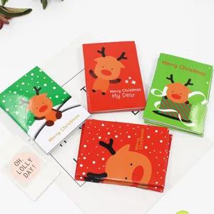 Weihnachten Mini Notizbuch süß Cartoon Rentier Taschenformat Notizblock Geschenk Set Grosshandel