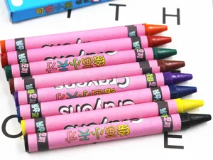 Colorful crayon set for kids drawing and painting, smooth coloring art supplies for students.