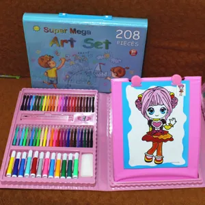 208 pieces kids art set with drawing board color pens crayons creative gift stationery item