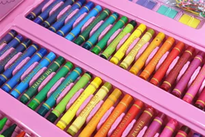 208-piece children drawing art set with colorful oil pastels, creative stationery gift for students.