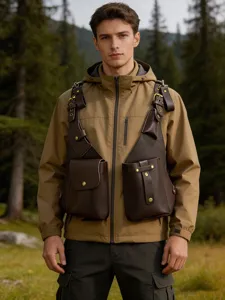 Men tactical vest bag multi-functional outdoor chest bag stylish leather holster harness