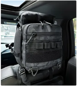 Organizador de respaldo de asiento de coche táctico negro, bolsa de almacenamiento.