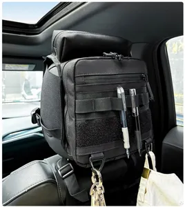 Organizador de respaldo de asiento de coche táctico negro bolsa de almacenamiento multifuncional durable