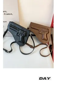 Bolso Bandolera Hombre Piel PU Forma Pistola Bolso Hombro Estilo Moto Moda Chic