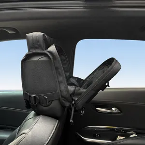 Organizador de respaldo de asiento de coche, bolsa colgante táctica multifuncional negra resistente.