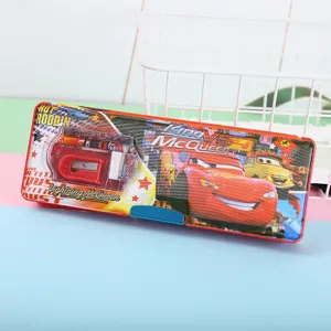 Cartoon Lightning McQueen multifunktionales Metall Federmäppchen mit Spitzer für Schüler
