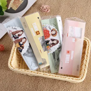 Ensemble de règles en plastique transparent avec illustrations de filles, papeterie 4 pièces.